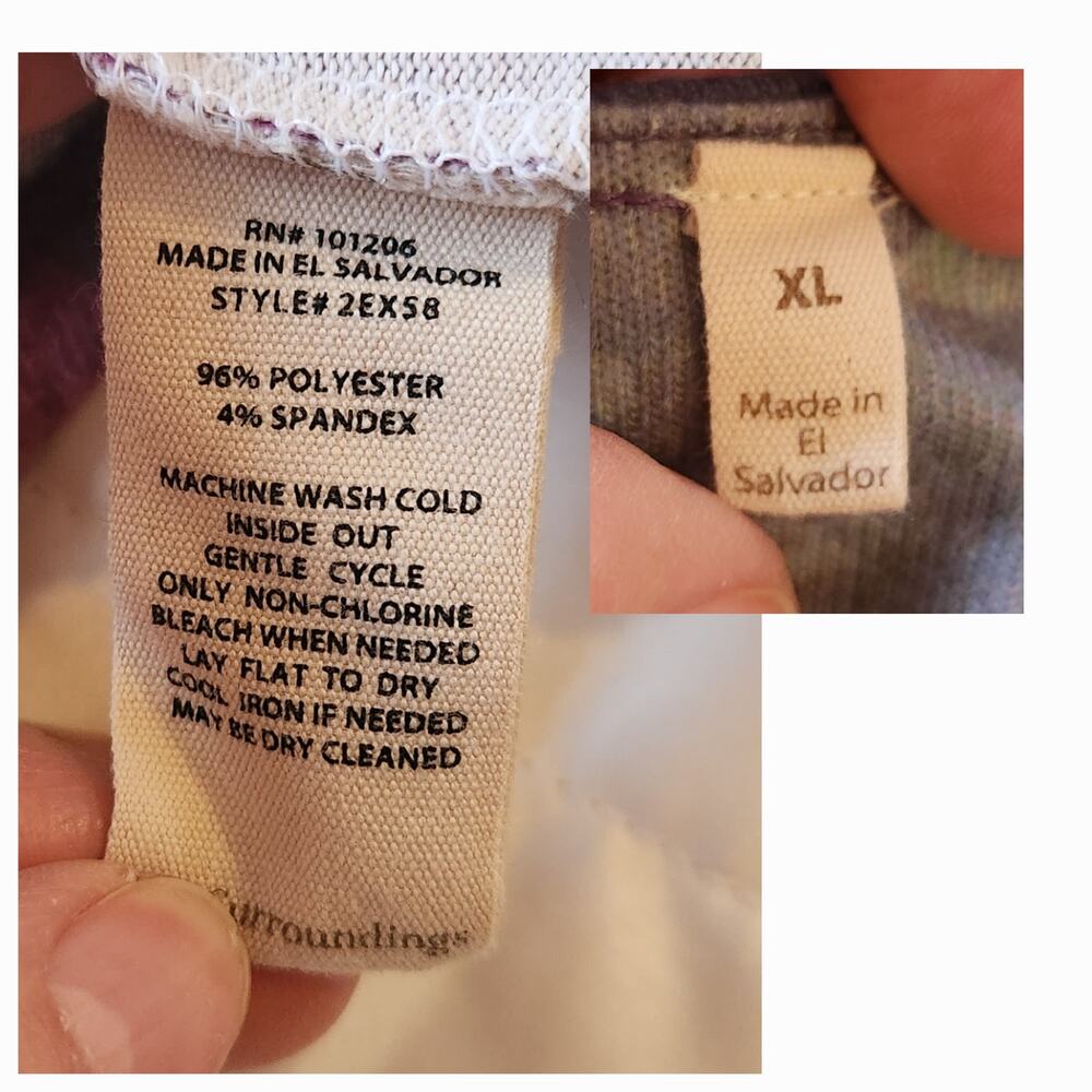 Soft Surroundings Scoop Neck Pullover, uneven hem, Watercolor size XL - Picture 8 of 9